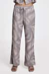 Terra Luna_Grey 100% Organic Handloom Cotton Abstract Danica Tie-up Pant _Online_at_Aza_Fashions