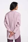 Shop_Terra Luna_Pink 100% Organic Handloom Cotton Solid Shirt Collar Leda Straight _at_Aza_Fashions