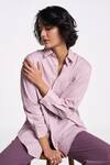 Buy_Terra Luna_Pink 100% Organic Handloom Cotton Solid Shirt Collar Leda Straight _Online_at_Aza_Fashions