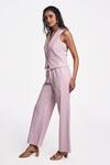 Buy_Terra Luna_Pink 100% Organic Handloom Cotton Solid Dara Waist Tie Up Pant _at_Aza_Fashions