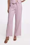 Terra Luna_Pink 100% Organic Handloom Cotton Solid Dara Waist Tie Up Pant _Online_at_Aza_Fashions