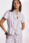 Buy_Terra Luna_Multi Color 100% Organic Handloom Cotton Stripe Shirt Collar Danica Pattern _Online_at_Aza_Fashions