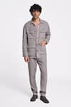 Buy_Terra Luna_Grey Linen Twill Felis Flap Pocket Button Down Shirt _at_Aza_Fashions