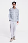 Buy_Terra Luna_Blue Linen Twill Felis Flap Pocket Shirt _at_Aza_Fashions