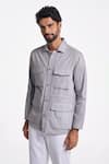 Buy_Terra Luna_Silver Handloom Cotton Felis Linen Twill Button Down Shirt _Online_at_Aza_Fashions