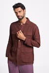 Terra Luna_Brown Handloom Cotton Felis Linen Twill Shirt _Online_at_Aza_Fashions