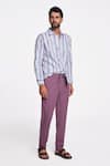 Buy_Terra Luna_Purple Linen Twill Crux Pant _at_Aza_Fashions