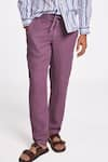 Shop_Terra Luna_Purple Linen Twill Crux Pant _at_Aza_Fashions