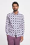 Buy_Terra Luna_Black Handloom Cotton Ikat Swerve Checkered Alto Swish Pattern Shirt _at_Aza_Fashions