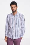 Buy_Terra Luna_Multi Color Handloom Cotton Constellation Striped Alto Pattern Shirt _at_Aza_Fashions