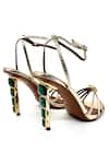 Shop_ELLEGANTI_Green Embellished Kayrah Snake Textured Heels _at_Aza_Fashions