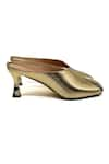 ELLEGANTI_Gold Malkin Mule Calf Leather Heels _Online_at_Aza_Fashions