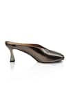 ELLEGANTI_Brown Malkin Textured Mule Calf Leather Heels _Online_at_Aza_Fashions