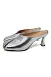 Buy_ELLEGANTI_Silver Malkin Textured Mule Calf Heels _at_Aza_Fashions