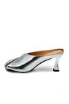 Shop_ELLEGANTI_Silver Malkin Textured Mule Calf Heels _at_Aza_Fashions