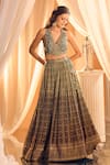 Buy_Alaya Advani_Blue Silk Hand Work Mandala Pattern V Neck Lehenga And Embroidered Blouse Set _Online_at_Aza_Fashions