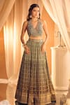 Buy_Alaya Advani_Blue Silk Hand Work Mandala Pattern V Neck Lehenga And Embroidered Blouse Set 