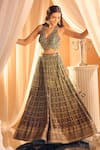 Alaya Advani_Blue Silk Hand Work Mandala Pattern V Neck Lehenga And Embroidered Blouse Set _Online