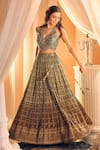 Buy_Alaya Advani_Blue Silk Hand Work Mandala Pattern V Neck Lehenga And Embroidered Blouse Set _Online