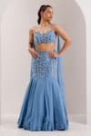 Buy_SILKY BINDRA_Blue Organza Embellished Crystal Nyla Vine Mermaid Lehenga With Blouse _at_Aza_Fashions