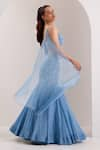 Shop_SILKY BINDRA_Blue Organza Embellished Crystal Nyla Vine Mermaid Lehenga With Blouse _Online_at_Aza_Fashions