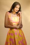 Alaya Advani_Yellow Silk Blend Printed Abstract Patterns Lehenga Set With Embroidered Jacket _Online