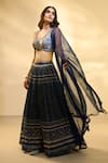 Alaya Advani_Blue Blouse Raw Silk Printed Floral Work V Neck Pleated And Pattern Lehenga Set _at_Aza_Fashions