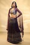 Buy_Alaya Advani_Purple Blouse Raw Silk Printed Floral Work V Neck Jaal Pleated Lehenga Set 