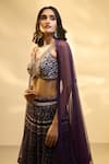 Buy_Alaya Advani_Purple Blouse Raw Silk Printed Floral Work V Neck Jaal Pleated Lehenga Set _Online