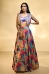 Buy_Alaya Advani_Multi Color Silk Blend Printed Floral Lehenga Set With Embroidered Jacket _at_Aza_Fashions