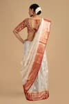 Shop_Zal From Benaras_White Kora Organza Silk Woven Tear Drop Saree With Unstitched Blouse Piece _at_Aza_Fashions