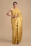 Buy_Zal From Benaras_Gold Pure Silk Woven Floral Saree With Unstitched Blouse Piece _at_Aza_Fashions