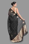 Shop_Zal From Benaras_Black Pure Organza Silk Woven Tree Border Saree With Unstitched Blouse Piece _at_Aza_Fashions