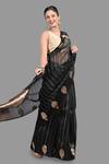 Shop_Zal From Benaras_Black Pure Organza Silk Woven Tree Border Saree With Unstitched Blouse Piece _Online_at_Aza_Fashions