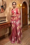 Buy_Zal From Benaras_Pink Pure Organza Silk Woven Zari Pattern Saree With Unstitched Blouse Piece _at_Aza_Fashions