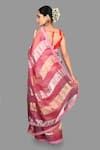 Shop_Zal From Benaras_Pink Pure Organza Silk Woven Zari Pattern Saree With Unstitched Blouse Piece _at_Aza_Fashions