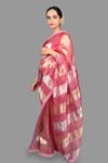 Zal From Benaras_Pink Pure Organza Silk Woven Zari Pattern Saree With Unstitched Blouse Piece _Online_at_Aza_Fashions