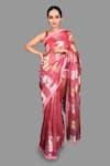 Buy_Zal From Benaras_Pink Pure Organza Silk Woven Zari Pattern Saree With Unstitched Blouse Piece _Online_at_Aza_Fashions