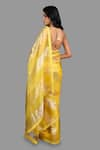 Zal From Benaras_Yellow Pure Organza Silk Woven Zari Stripe Saree With Unstitched Blouse Piece _at_Aza_Fashions