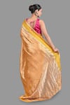 Shop_Zal From Benaras_Yellow Pure Tissue Silk Woven Zari Border Saree With Unstitched Blouse Piece _at_Aza_Fashions