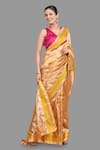 Shop_Zal From Benaras_Yellow Pure Tissue Silk Woven Zari Border Saree With Unstitched Blouse Piece _Online_at_Aza_Fashions