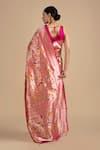 Shop_Zal From Benaras_Pink Kanjivaram Silk Woven Floral Vine Saree With Unstitched Blouse Piece _at_Aza_Fashions