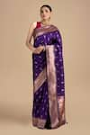 Buy_Zal From Benaras_Purple Pure Silk Woven Peacock Saree With Unstitched Blouse Piece _at_Aza_Fashions