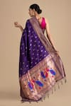 Shop_Zal From Benaras_Purple Pure Silk Woven Peacock Saree With Unstitched Blouse Piece _at_Aza_Fashions