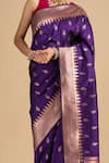 Buy_Zal From Benaras_Purple Pure Silk Woven Peacock Saree With Unstitched Blouse Piece _Online_at_Aza_Fashions