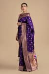 Shop_Zal From Benaras_Purple Pure Silk Woven Peacock Saree With Unstitched Blouse Piece _Online_at_Aza_Fashions