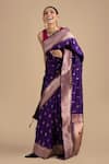 Zal From Benaras_Purple Pure Silk Woven Peacock Saree With Unstitched Blouse Piece _at_Aza_Fashions