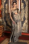 Zal From Benaras_Grey Pure Tissue Chanderi Handloom Saree With Unstitched Blouse Piece _at_Aza_Fashions