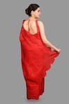 Shop_Zal From Benaras_Red Pure Organza Silk Embroidered Chikankari Saree With Unstitched Blouse Piece _at_Aza_Fashions