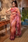 Buy_Zal From Benaras_Red Pure Tissue Silk Embroidered Floral Saree With Unstitched Blouse Piece _at_Aza_Fashions